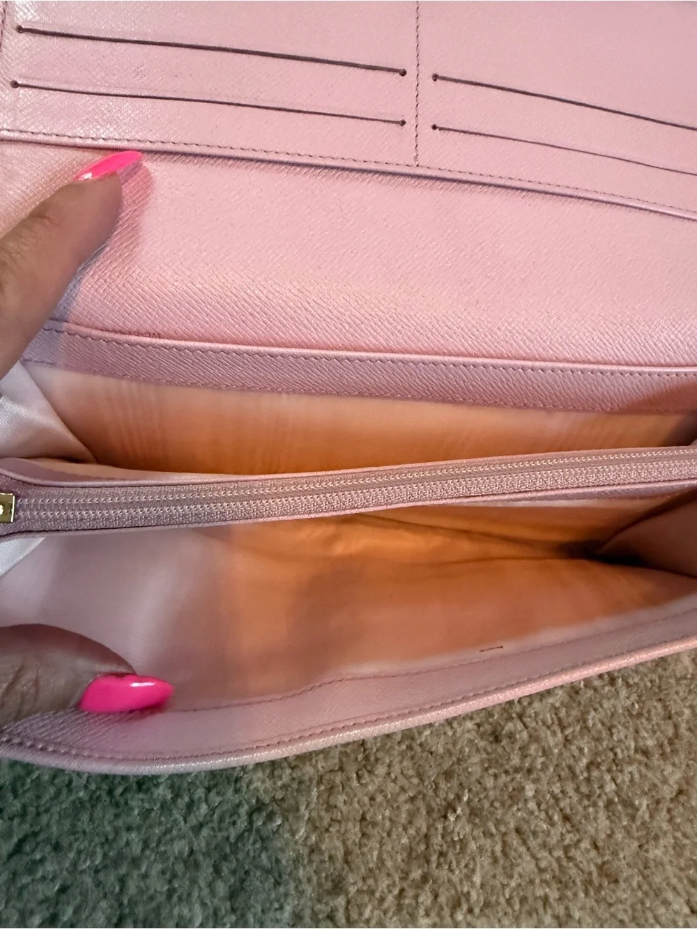 CELINE Macadam Monogram Long Wallet Pink Trim